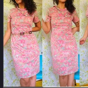 1960s Paisley Pink Midi Dress